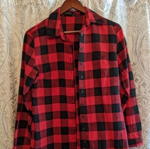 Red Black Buffalo Plaid Buttons Down Flannel